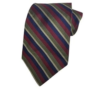 Vintage GAP Repp Silk Regimental Striped Tie Made in USA Burgundy Green Navy